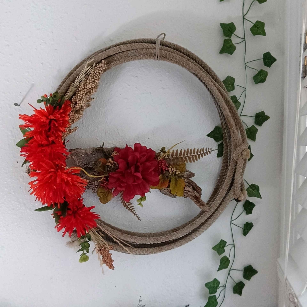 Elegant Red Floral Rope Wreath